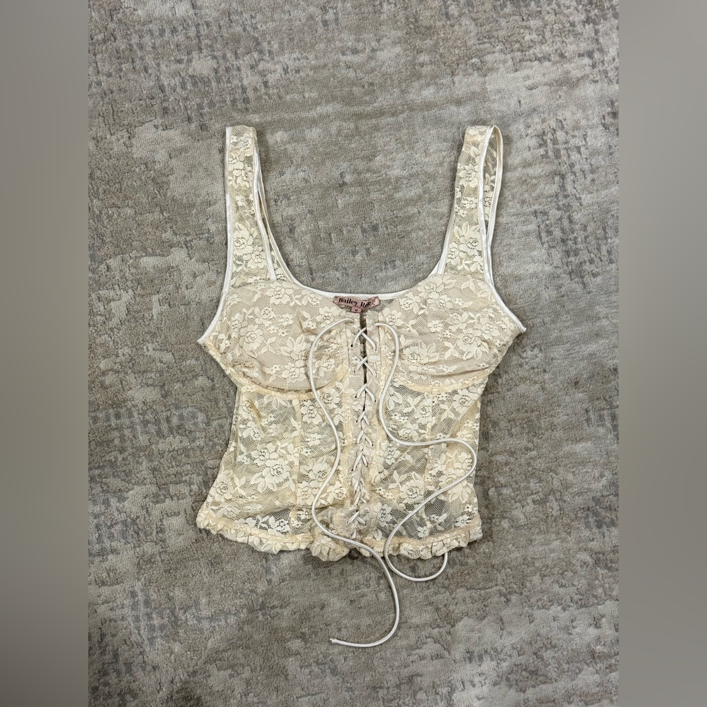 Elegant Cream Lace Tank Top